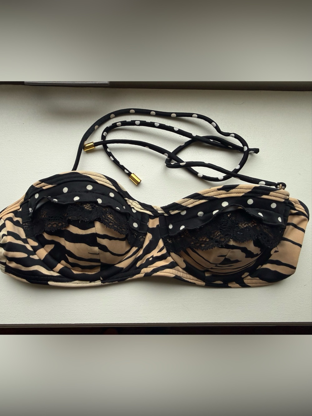 Victoria's Secret | Tiger/Polka-Dot-Print Bandeau Bikini Top | 34 B